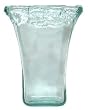 Clear Spanish Recycled Textured Glass Small Tapered Vase 10" x 7 3/4" x 4 1/4"
