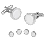 Round Formal by Enrico Pardini silver rhodium cufflinks and studs