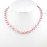 EXP Handmade Pink Cat's Eye Necklace With Silver Beads