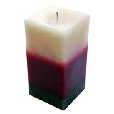31Yvvtwqh9L. SL160  Triple color Square Pillar Candle   Burgundy/Green/Ivory   3X6   C555