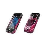 Premium Black with Pink Hearts and Flowers Design Snap-On Cover Hard Case C ....