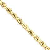 14k 5mm D-Cut Rope Lobster Clasp Chain Anklet - 9 Inch