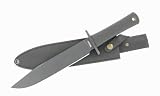 Rubber Handle 6.5MM 440 Black Blade 14.5 OA W/Leather Sheath - Valor 3576, Knives Survival