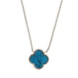 Sterling Silver Turqouise Clover Necklace - 18''