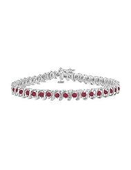 Created Ruby S Tennis Bracelet 925 Sterling Silver 5.00 Carat Total Gem Weight