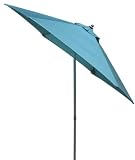 Premium Outdoor Rechargable Lighted Patio Umbrella w/ Tilt - Surf Blue