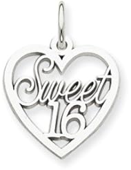 14k Gold White Gold Sweet 16 Heart Charm