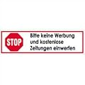 Aufkleber STOP Bitte keine Werbung und kostenlose Zeitungen einwerfen 2x7cm