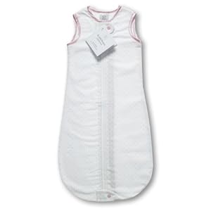 SwaddleDesigns Cotton Flannel zzZipMe Sack - Pastel Pink Polka Dots and Trim (3-6 months)