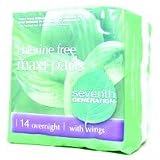 Seventh Generation Chlorine Free Maxi Pads Overnight with Wings - 14 Pads
