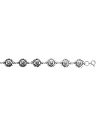 Sterling Silver Sun Charm Bracelet, 1/2 inch wide