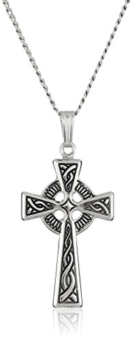Sterling silver celtic cross pendant necklace , 18"