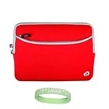 Red Amazon Kindle DX Carrying Sleeve With Extra Pocket + Live*Laugh*Love Wrist Band!!! (Kindle DX Not Included)