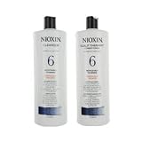 Nioxin System 6 Cleanser & Scalp Therapy Liter Duo 33.8 Oz For Medium/Coarse, Natural, Noticeably Thinning Hair