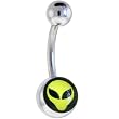 Yellow Alien Head Logo Belly Button Ring