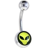 Yellow ALIEN HEAD Logo Belly Button Ring