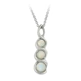 Sterling Silver Created-Opal Past/Present/Future Snowman Pendant w/ Rolo Chain, 18