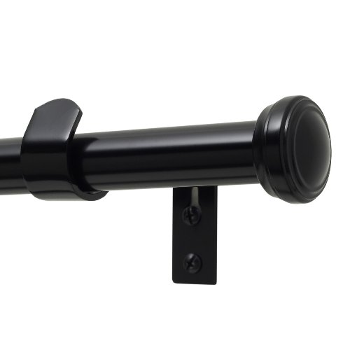 Levolor Fluted End Cap Rod Set, Black, 1-Inch Diameter, 36 to 66-Inch Width