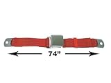 2-Point Lap Seat Belt, Flame Red, 74 Inch Length, with Chrome Lift Latch