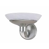 Triarch 29461-BS Halogen VI Collection 1-Light Wall Sconce, Brushed Steel Finish with White Art Glass Shade