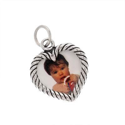 Sterling Silver Large Charm Picture Frame Heart 17mm