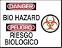DANGER BIOHAZARD (W/GRAPHIC) (BILINGUAL) 7" x 10" Plastic Sign