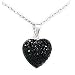 Classic Love Heart Necklace with Shimmering Black Crystal Glass in 925 Sterling Silver