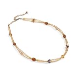  : Glass Beads Amber Single-Strand Necklace "Hand in Hand Single-Strand Necklace [Amber]"