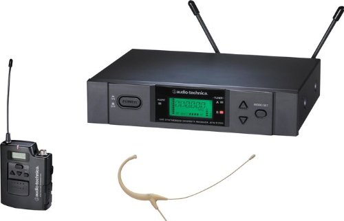 Audio-Technica ATW-3192b 3000 Series Headworn Condenser Microphone Wireless System Channel C Beige