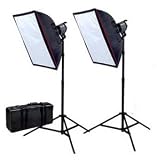 Cowboystudio Photography Double QL1000 Adjustment Quartz Halogen Contiuous Studio Light Kit, total 2000 W output, Softbox Reflector Video Lighting Light kit with carry Bag