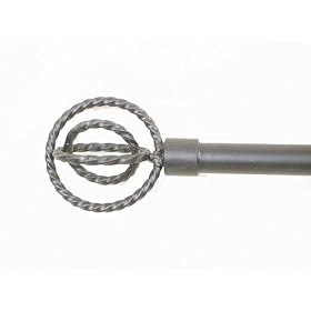 Window Curtain Rod Drapery Rod 44 Inch-108 Inch Concentric Rings Black
