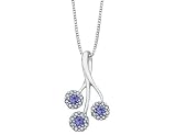 Tanzanite Gemstone and Diamond 1/4 Carat (ctw) Drop Pendant in 14K White Gold with Chain