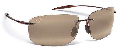 MAUI JIM BREAKWALL 422 H422-26 ROOTBEER PLASTIC HCL BRONZE POLARIZED RIMLESS SUNGLASSES SHADES