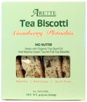 2-Pack ARETTE Cranberry Pistachio Biscotti - (NO BUTTER; All Natural; Made with Organic Tea Seed Oil & Matcha Green Tea)