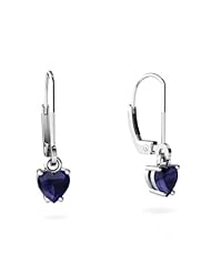 Genuine Sapphire 14kt White Gold Lever Back Earrings