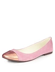 Water Repellent Suede Metallic Toe Cap Pumps