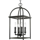 Progress Lighting P3884-20 4-Light Piedmont Foyer Lantern, Antique Bronze