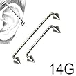 14g 316L Surgical Steel Curved Industrial with Spike Ends - Sold as a Pair