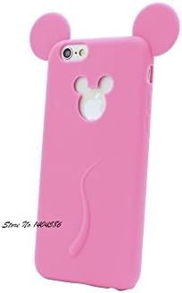 Cute Candy Colors Colorful 3D Soft Mickey Mouse Ear Silicone Cartoon Phone Case Cover for iphone 6 6S 4.7Inch Rose Red