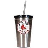 MLB 16oz Stainless Steel Insulated Tumbler with Straw Team: Red Sox