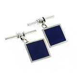 Lapis Square Cufflinks Sterling Silver Bar Cuff Links