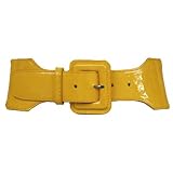 YELLOW NEON PATENT LEATHER ELASTIC STRETCH BELT