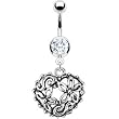 Vintage Floral Heart Belly Ring