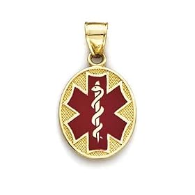 14k Oval Enamel Medical Alert Pendant - USPS Priority Mail by Dec 24th