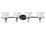 Kenroy Home 90818ORB Serenade 4-Light Vanity with Frosted White Marbleized Glass Shade, Oil Rubbed Bronze