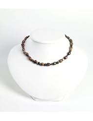 Sterling Silver Brown/Dark Purple Cultured Pearl Necklace - 16 Inch