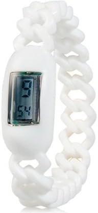 True Silicone Waterproof Anion Negative Ion Sports Bracelet Wrist Watch with Calendar Display (White)