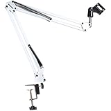 NEEWER White Broadcasting Studio Microphone Suspension Boom Scissor Arm stand, Extended up to 80cm (31.5")
