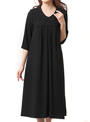 (Goldjapan)ゴールドジャパン 大きいサイズ レディース 大人 エレガント ブラックフォーマル 総レース ワンピース 体型カバー si-123803