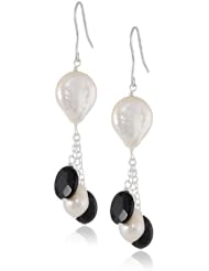 Sterling Silver Freshwater Cultured Pearl and Genuine Stone French Wire Earrings